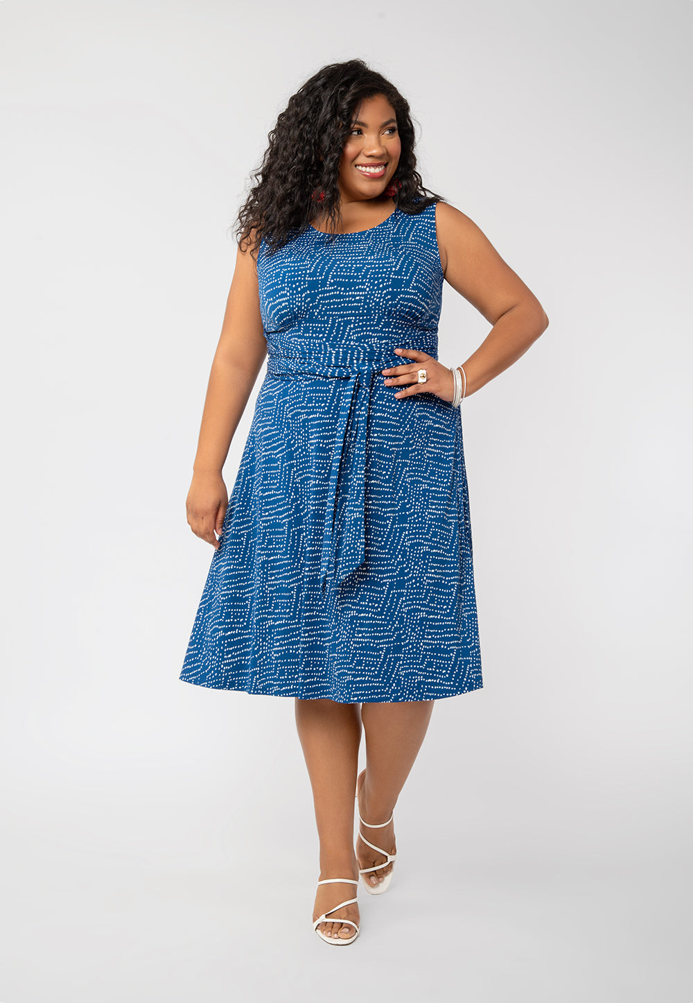 Leota Women's Sleeveless Brittany Fit And Flare Dress Blue Size 3X