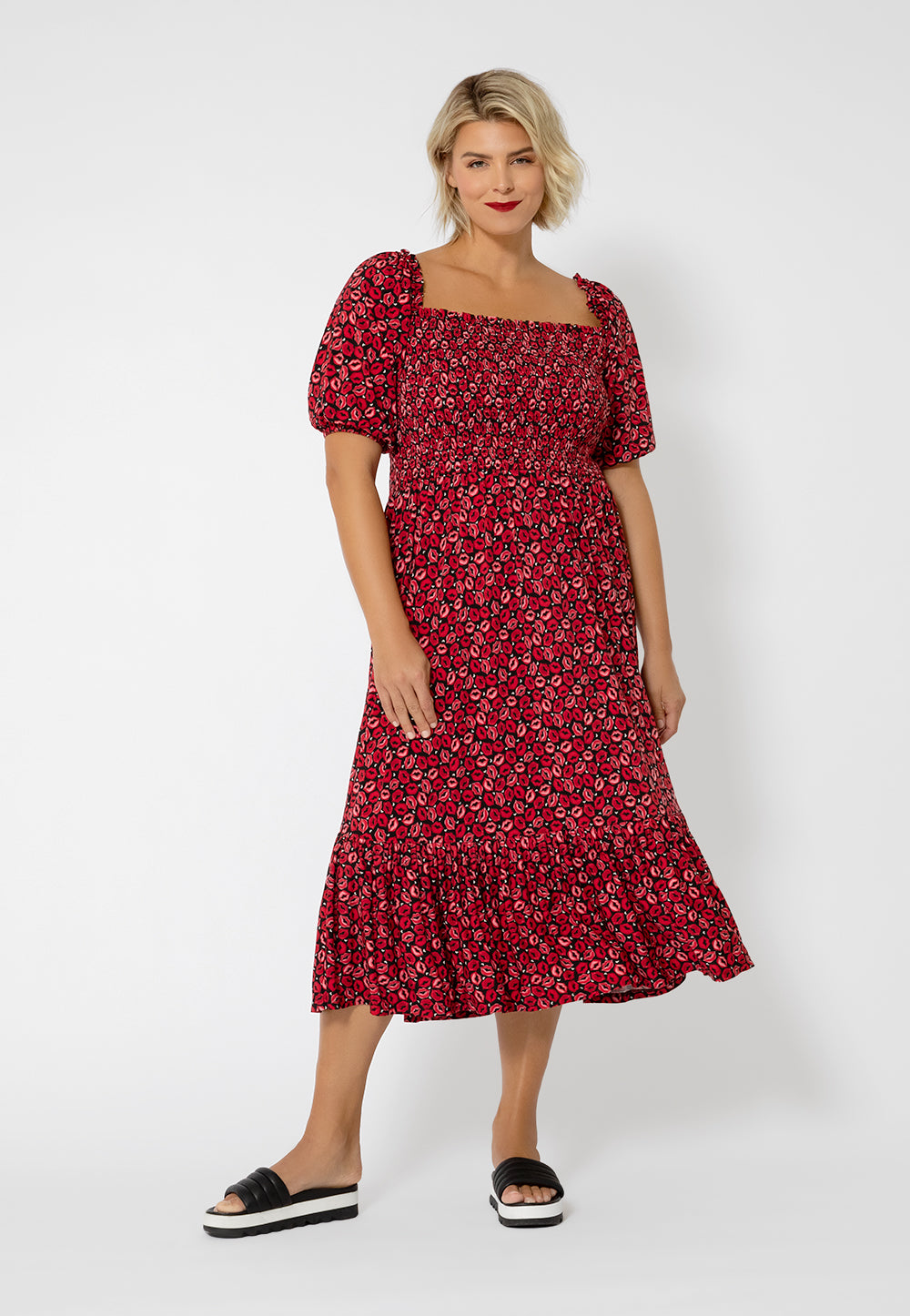 Leota Women's Kelly Ruffle Hem Dress Red