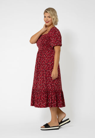 Leota Women's Kelly Ruffle Hem Dress Red