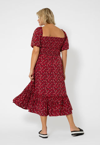 Leota Women's Kelly Ruffle Hem Dress Red