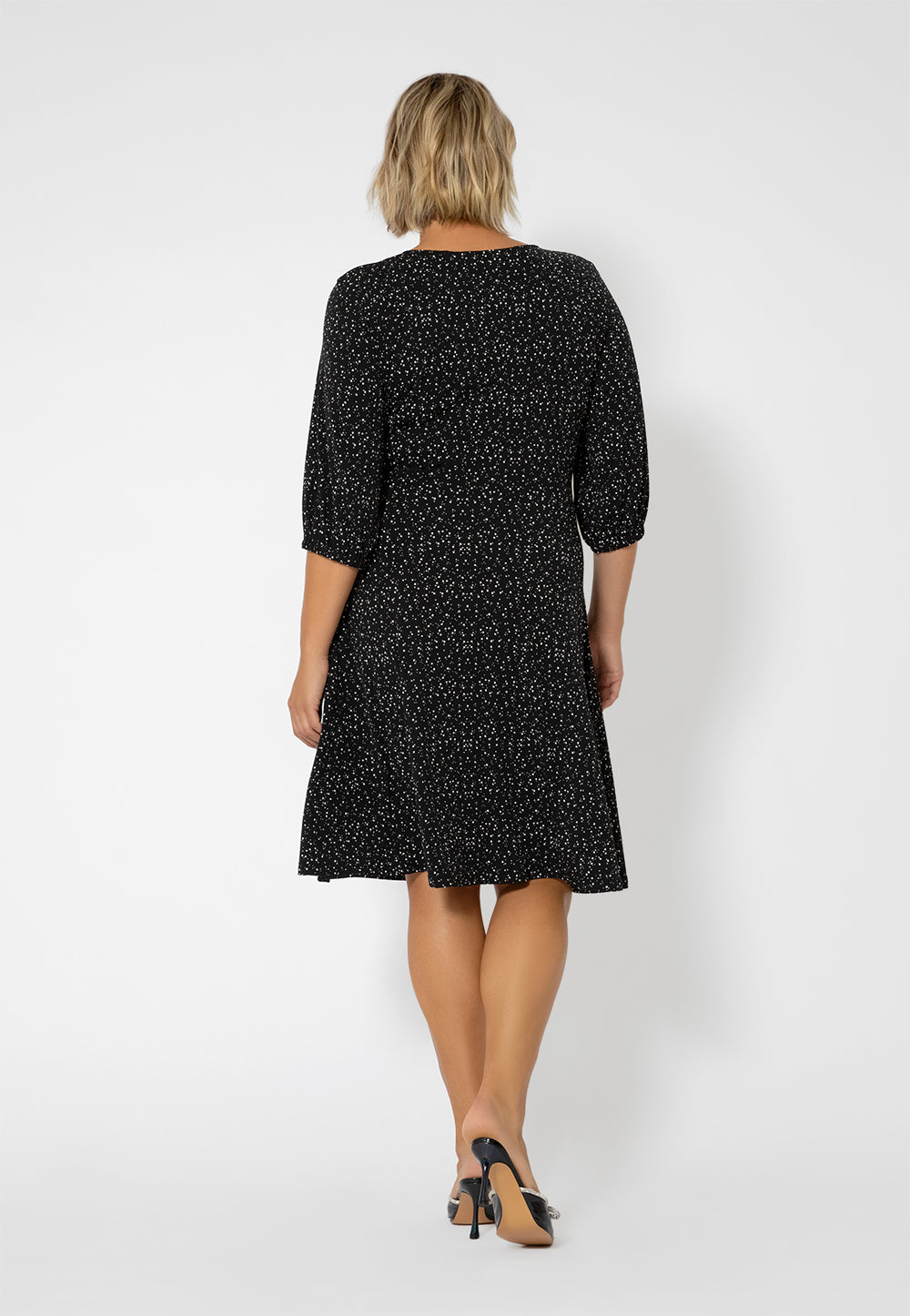 Leota Women's Puff Sleeve Sweetheart Becca Dress Black Size 2X
