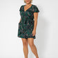 Leota Women's Tropical Print Faux Wrap Romper Green