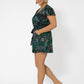 Leota Women's Tropical Print Faux Wrap Romper Green