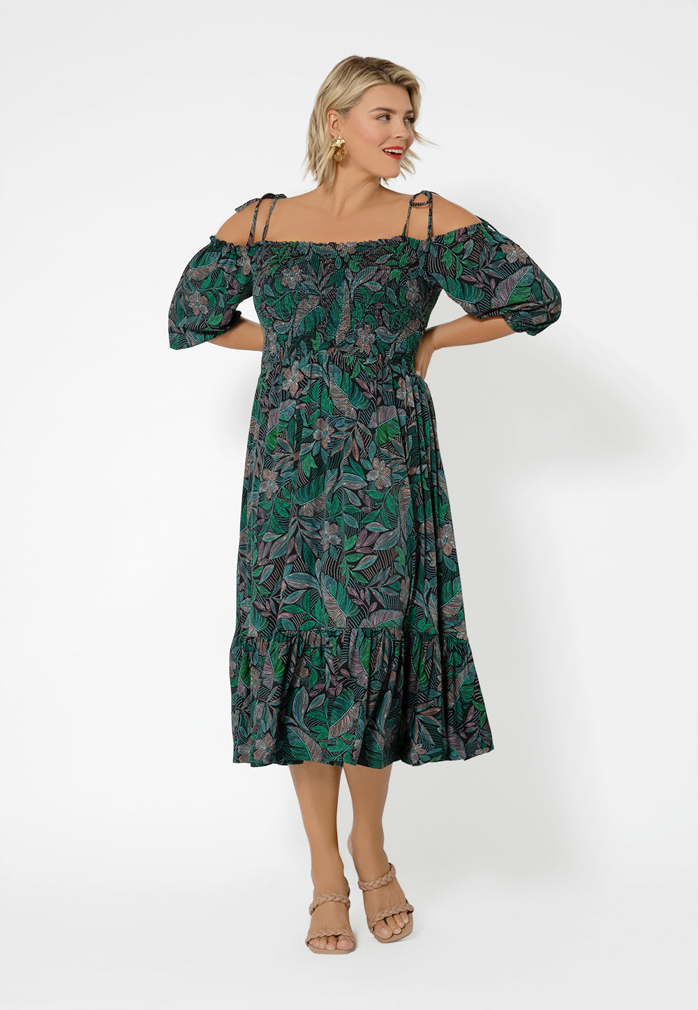 Leota Women's Kelly Ruffle Hem Dress Green