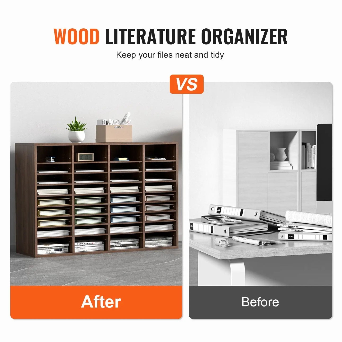 Literature Organizer 36 Compartment Wood Mail Sorter