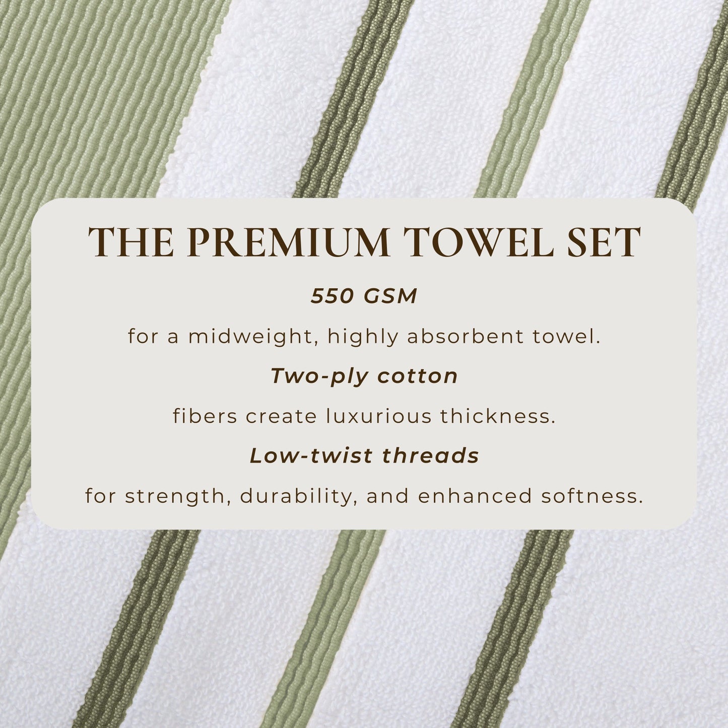 Decorative Cotton Stripe Bath Towel Set - Noelle Collection