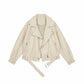 Women's Faux Leather Belted Biker Moto Jacket