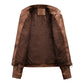 Women's Cropped Faux Leather Moto Jacket with Fleece Lining