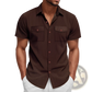Loose Corduroy Short Sleeve Workwear Shirt