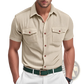 Loose Corduroy Short Sleeve Workwear Shirt
