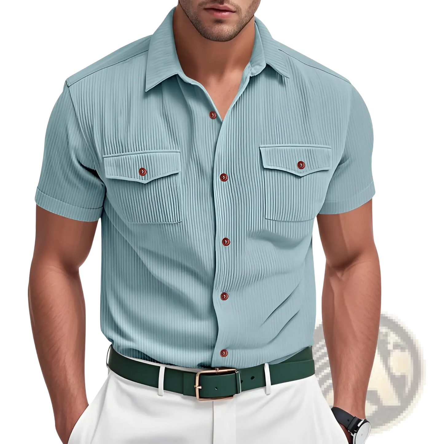 Loose Corduroy Short Sleeve Workwear Shirt