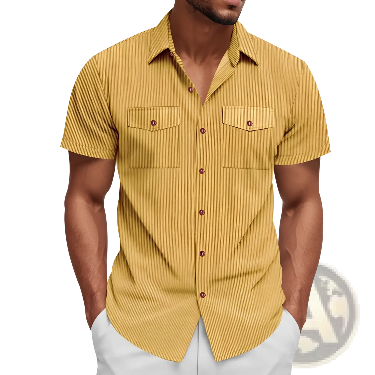 Loose Corduroy Short Sleeve Workwear Shirt