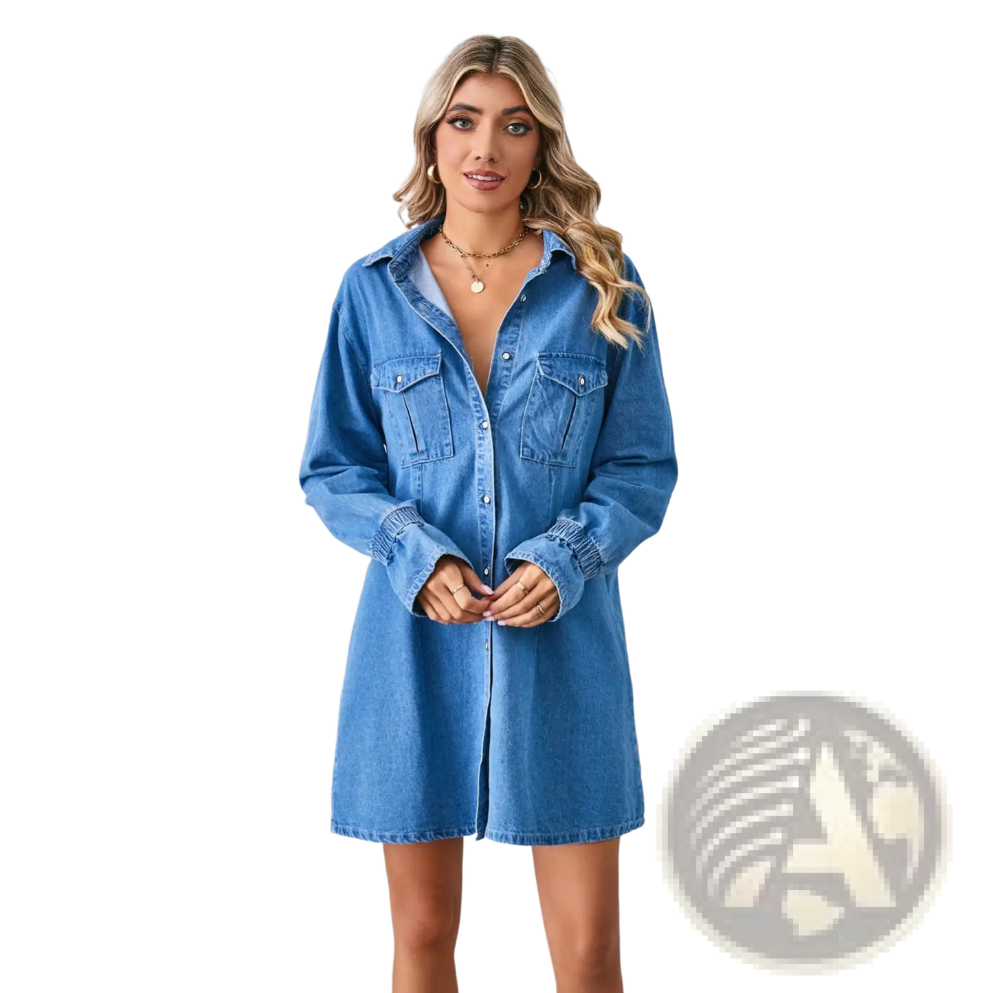 Loose Long Sleeve Denim A-line Shirt Dress