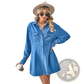 Loose Long Sleeve Denim A-line Shirt Dress