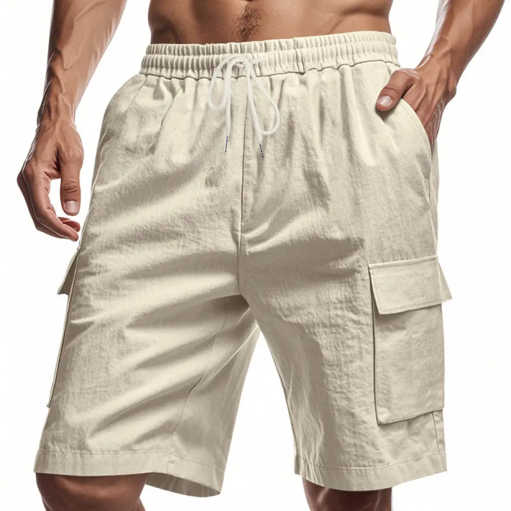 Men's Relaxed Linen Cargo Drawstring Shorts