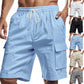 Men's Relaxed Linen Cargo Drawstring Shorts