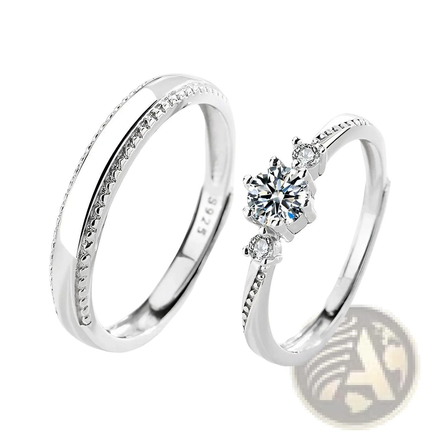 Love at First Sight Diamond Sterling Silver Couple Rings
