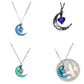 Luminous Heart and Filigree Crescent Moon Pendant Necklace