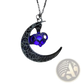 Luminous Heart and Filigree Crescent Moon Pendant Necklace