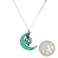 Luminous Heart and Filigree Crescent Moon Pendant Necklace