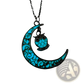 Luminous Heart and Filigree Crescent Moon Pendant Necklace