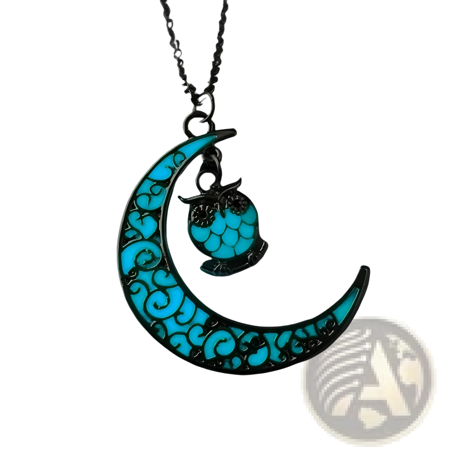 Luminous Heart and Filigree Crescent Moon Pendant Necklace