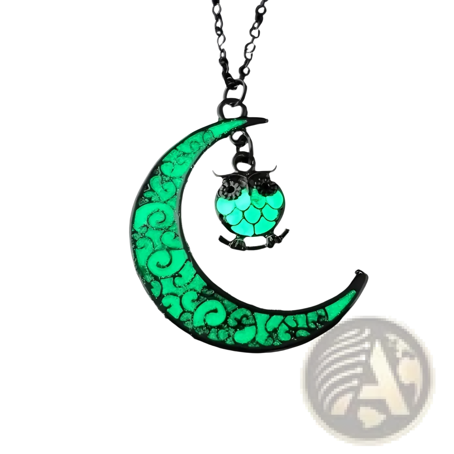 Luminous Heart and Filigree Crescent Moon Pendant Necklace