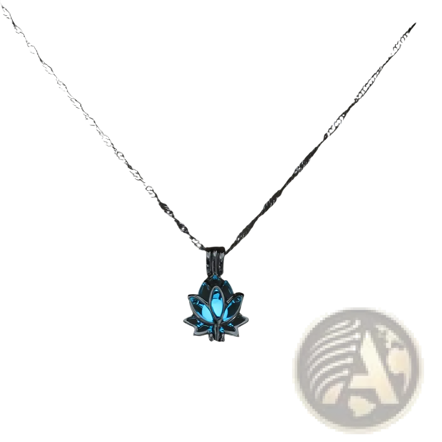 Luminous Lotus Flower Glow Pendant Necklace with Silver Chain