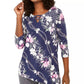 JM Collection Women's Asymmetrical Printed Top Navy Size X-Small