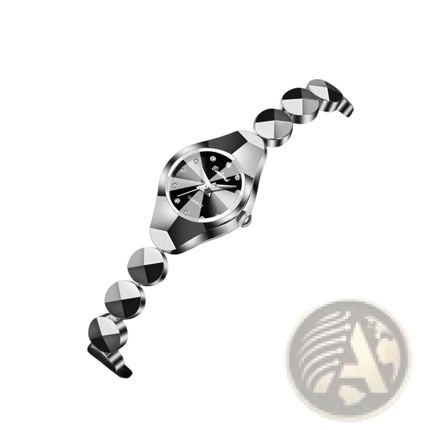 Luxe Geometric Faceted Bracelet Watch with Diamond Accents