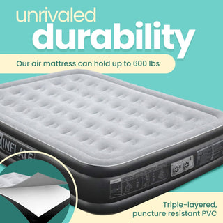 EZ INFLATE Double High Luxury Air Mattress with Built in Pump