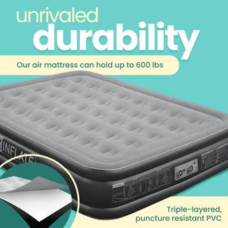 EZ INFLATE Double High Luxury Air Mattress with Built in Pump