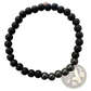 Luxury Zircon Crown Matte Black Beaded Bracelet
