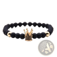 Luxury Zircon Crown Matte Black Beaded Bracelet