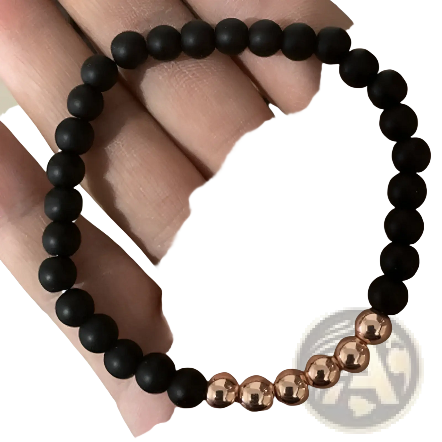 Luxury Zircon Crown Matte Black Beaded Bracelet