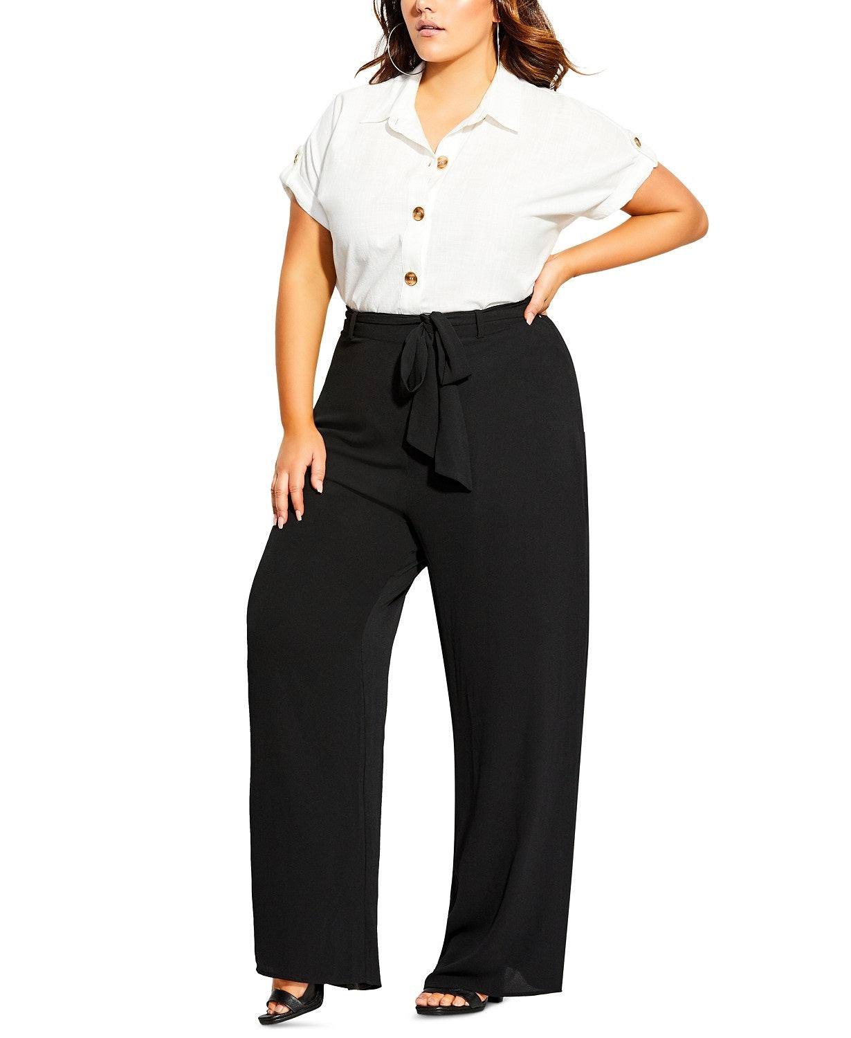 City Chic Women's Trendy PlusTie-Waist Palazzo Pants