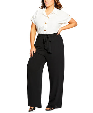 City Chic Women's Trendy PlusTie-Waist Palazzo Pants