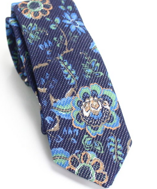 Bar III Men's Turner Floral Skinny Neck Tie Navy One SIze