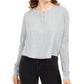 Self Esteem Juniors' Plush Waffle Henley Top Gray Size Extra Large