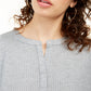 Self Esteem Juniors' Plush Waffle Henley Top Gray Size Extra Large