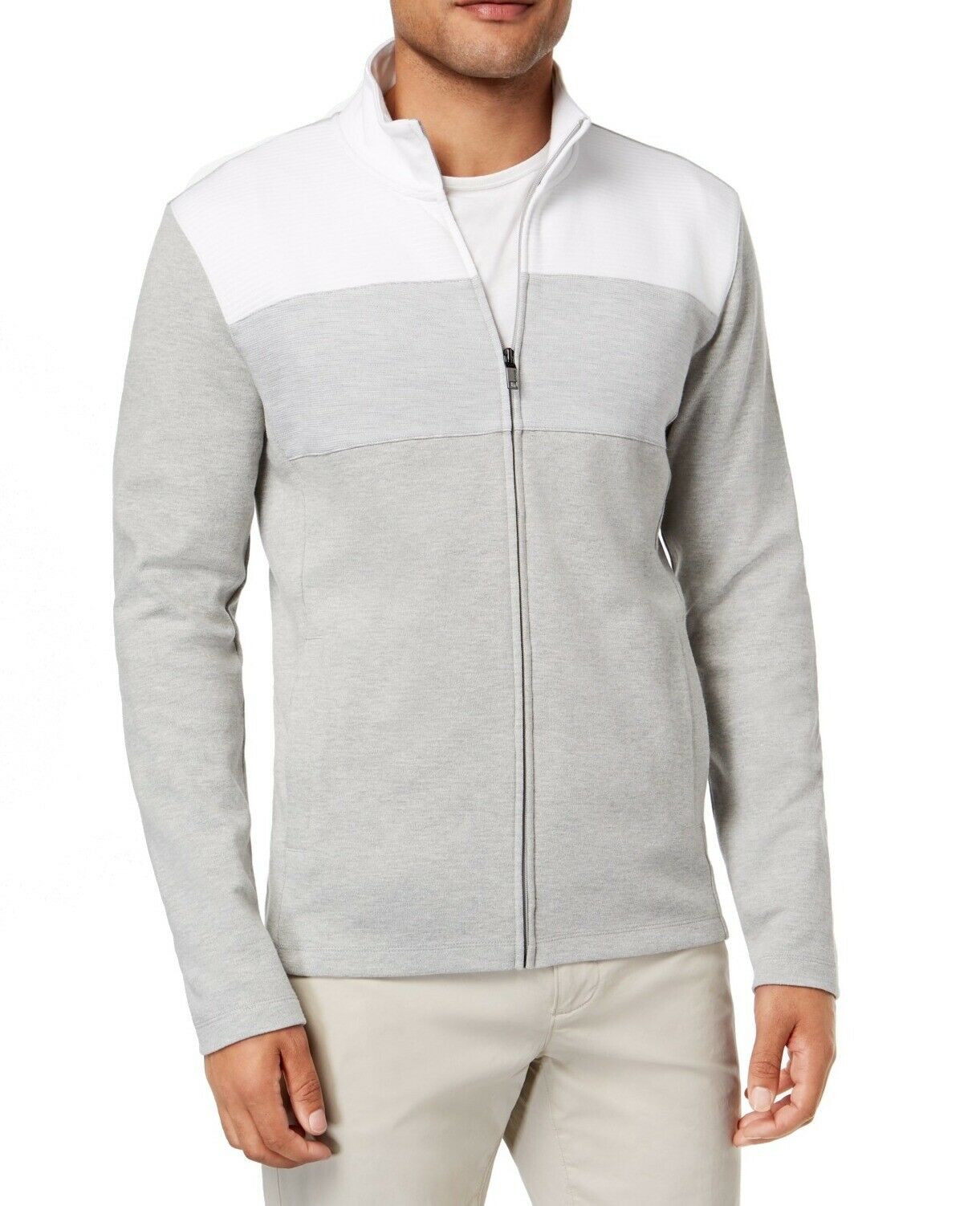 Alfani Men's Colorblocked Full-Zip Jacket Gray Size Medium