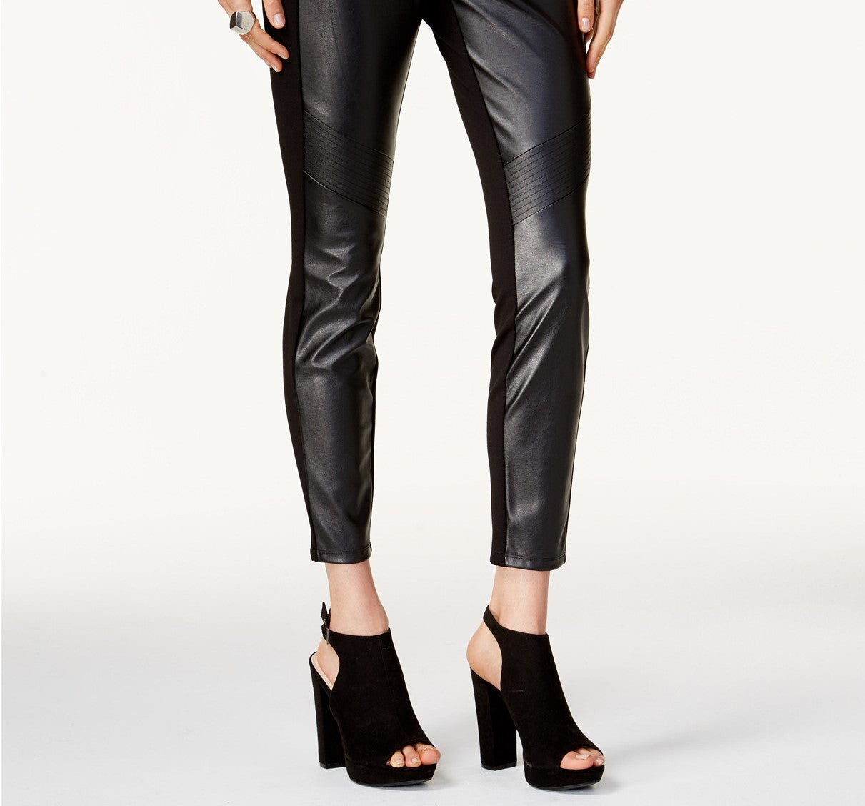 Bar III Women's Faux eather & Stretch Pants arge