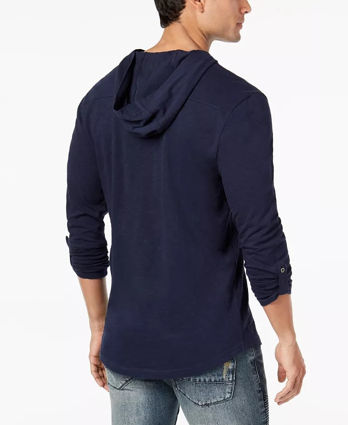 INC International Concepts Men's Hooded T-Shirt Blue Size Small