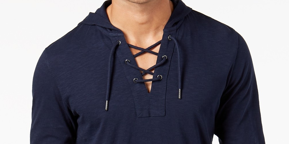 INC International Concepts Men's Hooded T-Shirt Navy Size Extra Small