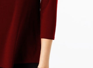 Alfani Women's Petite Keyhole High-Low Top Wine Size Large