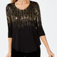 JM Collection Women's Plus Printed Top Yellow Size 2X