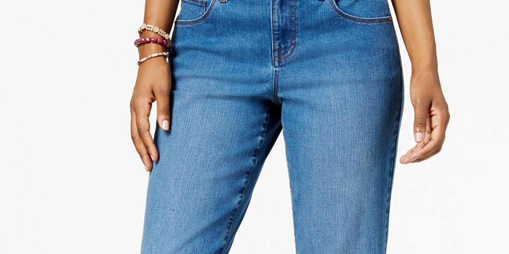 Style & Co Women's Petite Curvy Cuffed Capri Jeans Dark Blue Size 6P