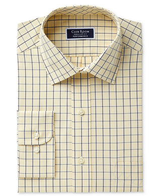 Club Room Men's Classic/Regular Fit Performance Windowpane Shirt Navy Size 32X33