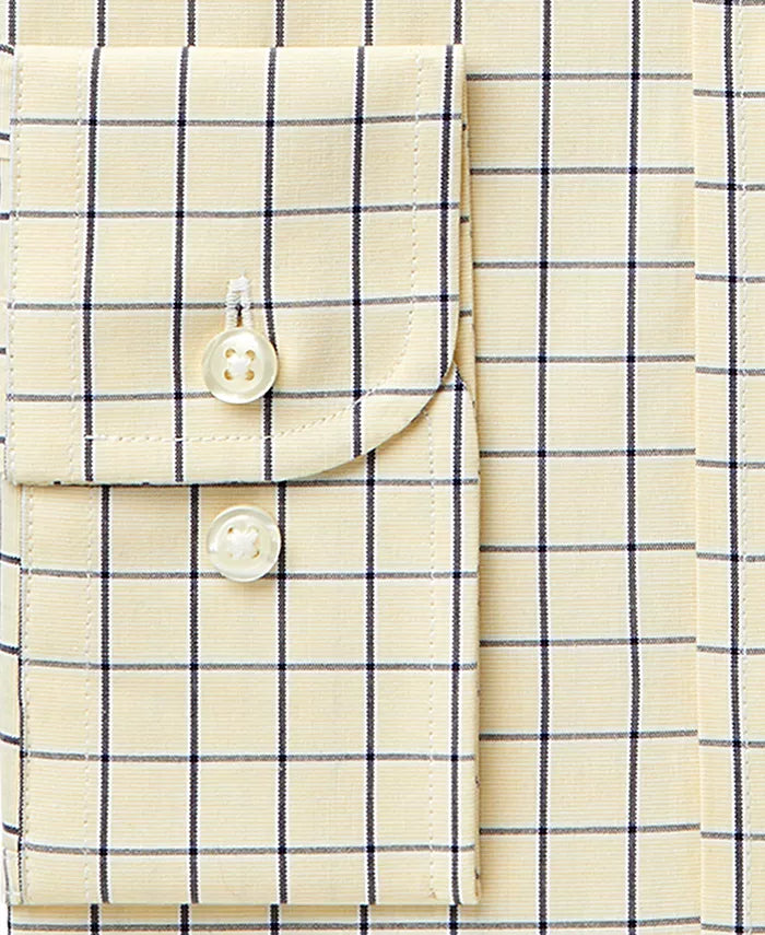 Club Room Men's Classic/Regular Fit Performance Windowpane Shirt Navy Size 32X33