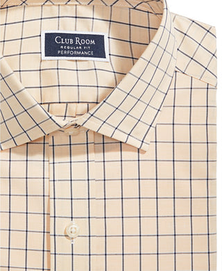 Club Room Men's Classic/Regular Fit Performance Windowpane Shirt Navy Size 32X33